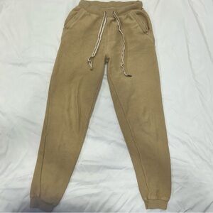 Aerie Tan Ribbed Cotton Jogger Pants with side pockets. Women’s XS